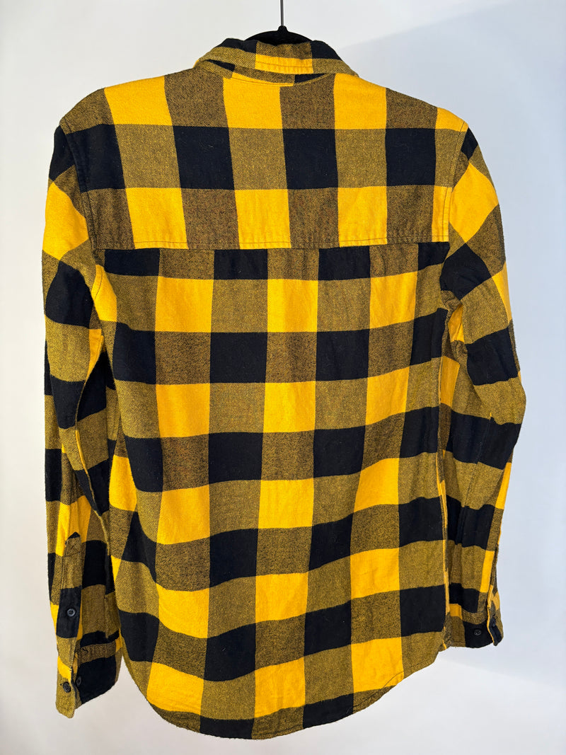 CAMISA FRANELA CUADROS AMARILLO NEGRO