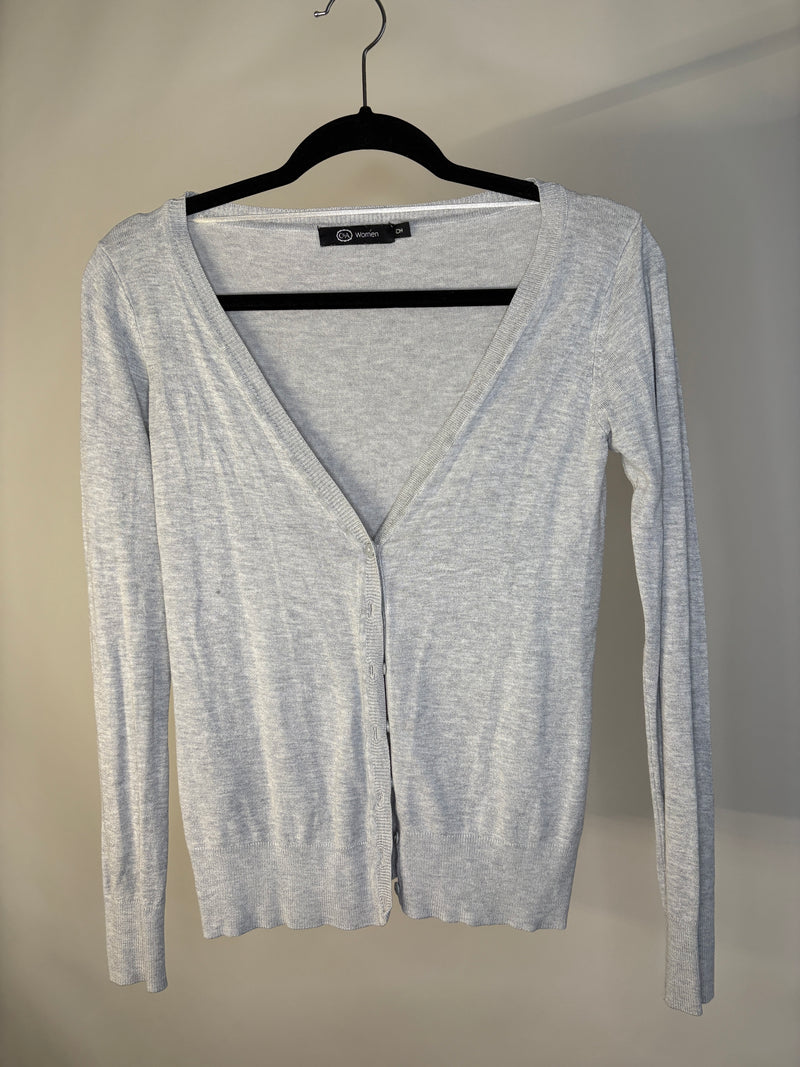 CARDIGAN GRIS CORTE MEDIO